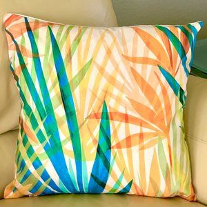 18x18" Vibrant Colorful Summer Tropical Leaves Monstera Throw Pillow Cover New
